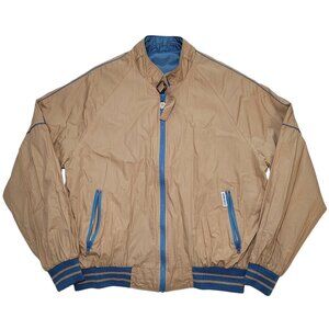 Vintage Windbreaker Bomber Jacket Zip Up ReversibleTan Blue Mens XL Grandpa